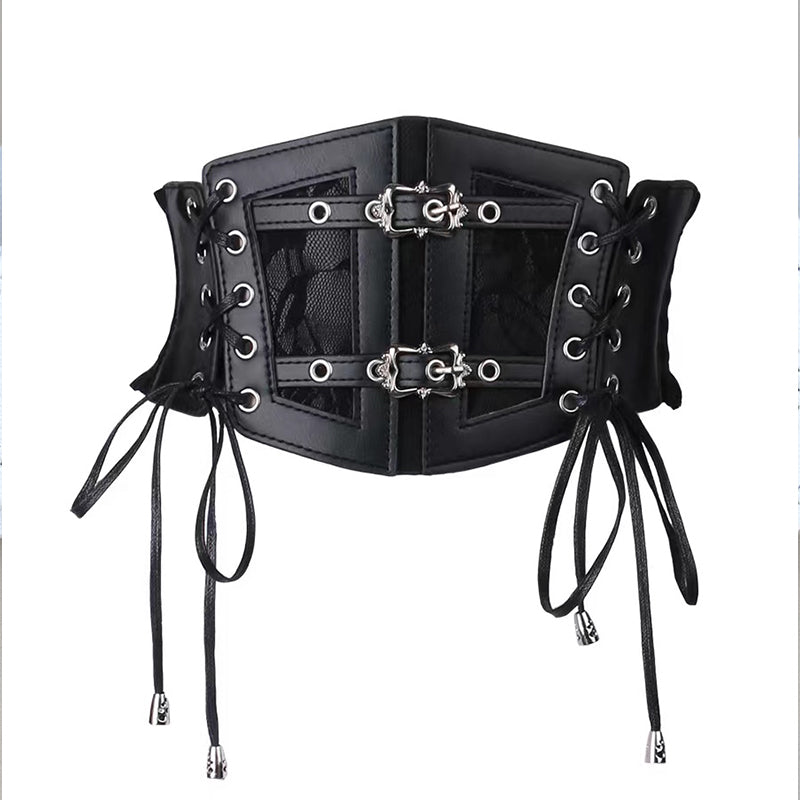 REiNaDMuErTe Lace Straps, Leather Waist Closure, Women'S Decoration, Shaping Body, Waist Closure, Black European and American Vintage Metal B