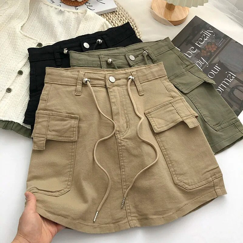 Vintage a Line Skirt 2023 Fashion Women Y2K Crop Patchwork High Waist Sexy Preppy Style Mini Skirt Streetwear