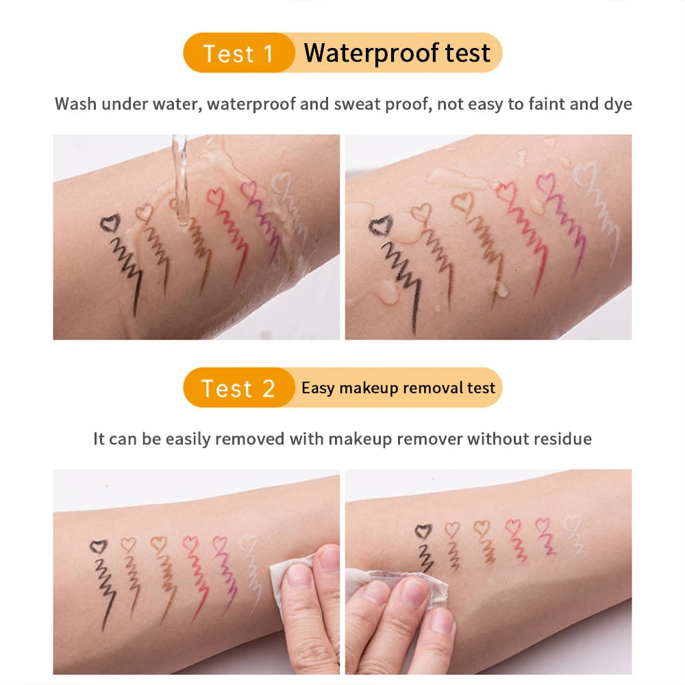 Waterproof Eyeliner Pen Smooth Matte Black Brown Gel Eye Liner Pen Quick-Drying Long Lasting Pencil Not Blooming Eye Makeup