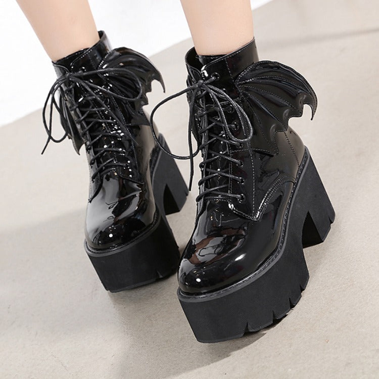 High Heels Patent Leather Goth Ankle Boots