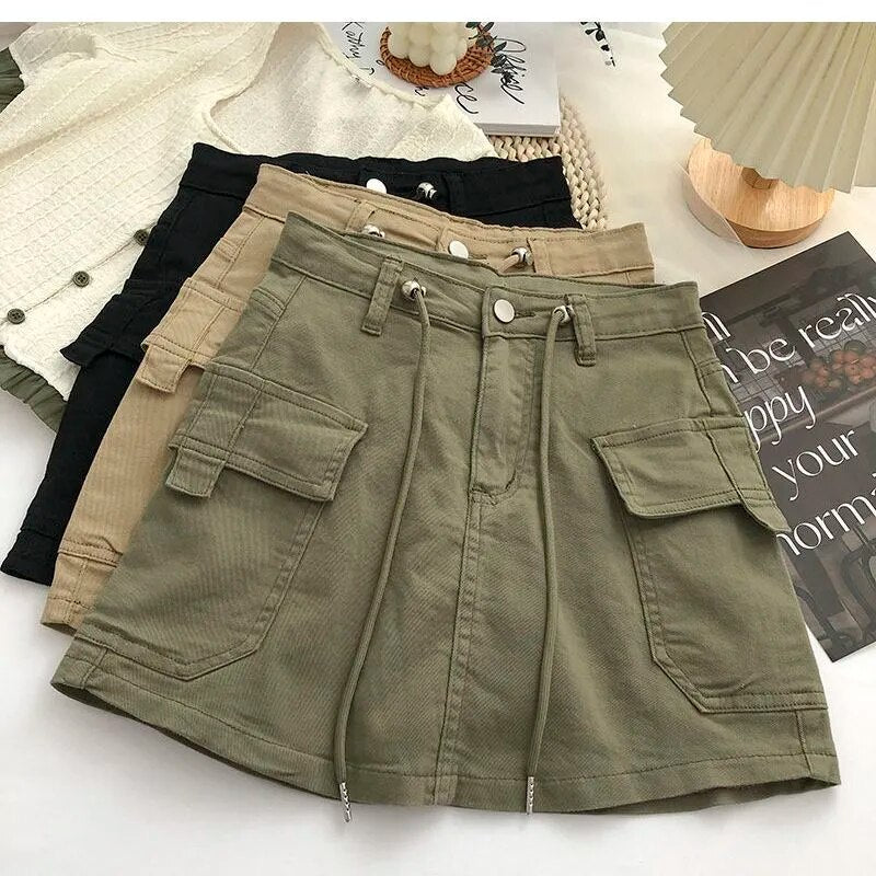 Vintage a Line Skirt 2023 Fashion Women Y2K Crop Patchwork High Waist Sexy Preppy Style Mini Skirt Streetwear