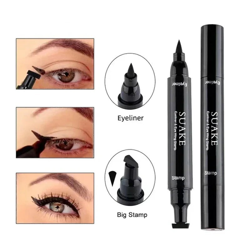 2 In1 Stamp Liquid Eyeliner Pencil Water Proof Fast Dry Double-Ended Black Seal Eye Liner Pen Make up for Women Cosmetics