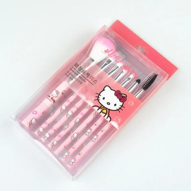 Sanrio Makeup Brush Set Anime Hello Kitty Y2K Women'S Cosmetic Makeup Tools Eyebrow Lip Eyeshadow Brush Foundation Brush Gifts