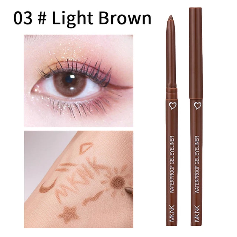 Waterproof Eyeliner Pen Smooth Matte Black Brown Gel Eye Liner Pen Quick-Drying Long Lasting Pencil Not Blooming Eye Makeup