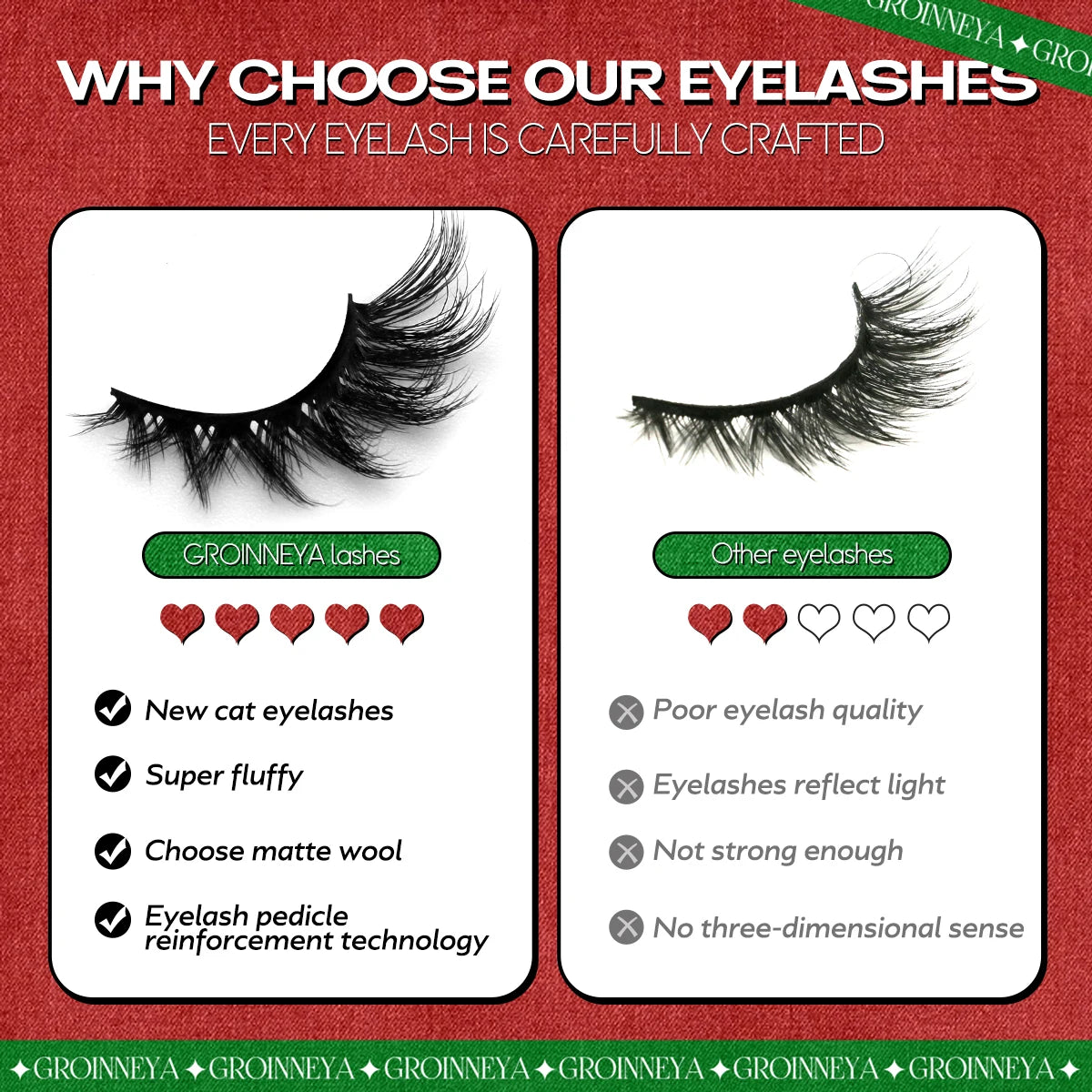 Cat Eye Lashes 5 Pairs Faux Mink Eyelashes Natural Look Fluffy Soft Cross Wispy Full Strip Lashes Eyelash Extension