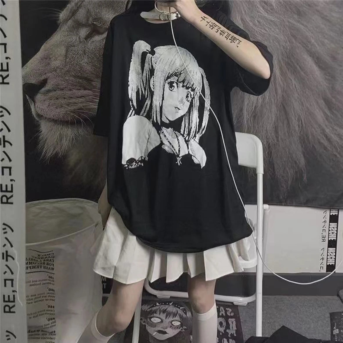 Dark Academia Gothic Tops Vintage Preppy Women Clothing T-Shirt Anime Streetwear Stitch Harajuku High Street Summer Graphic New