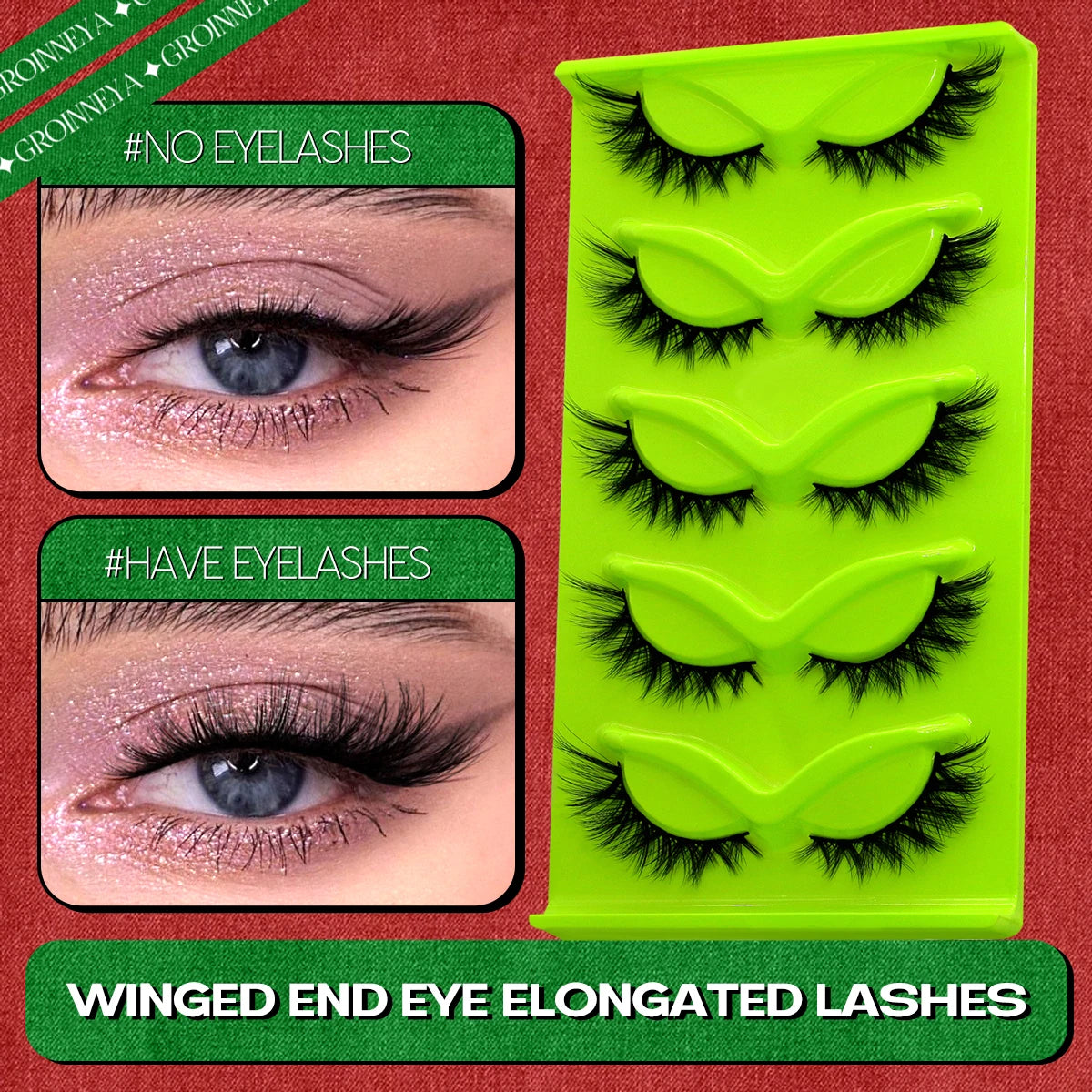 Cat Eye Lashes 5 Pairs Faux Mink Eyelashes Natural Look Fluffy Soft Cross Wispy Full Strip Lashes Eyelash Extension