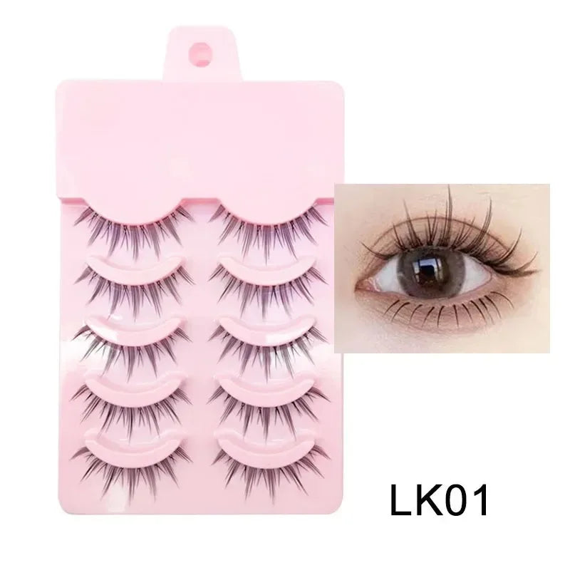 5 Pairs New Natural Manga Lashes Soft Eyelashes Thick False Eye Lashes Manga Daily Dating Makeup Eyelashes Lashes Wispy