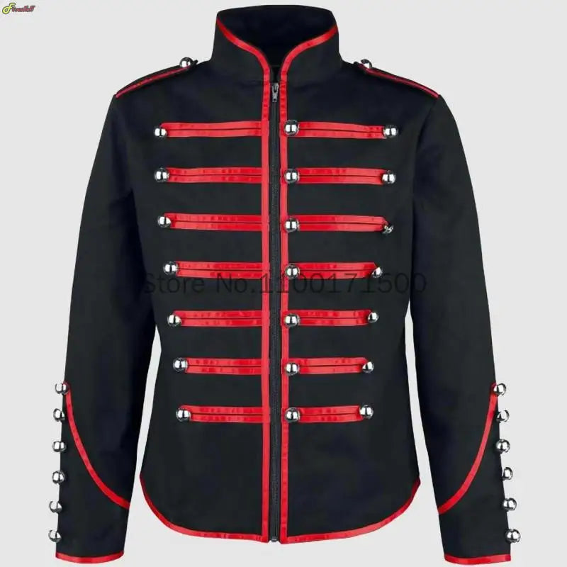 Men Medieval Steampunk Gothic Clothing Military Jacket Vintage Cosplay Jacket Stand Collar Rock Frock Coat Men'S Retro Punk Coat