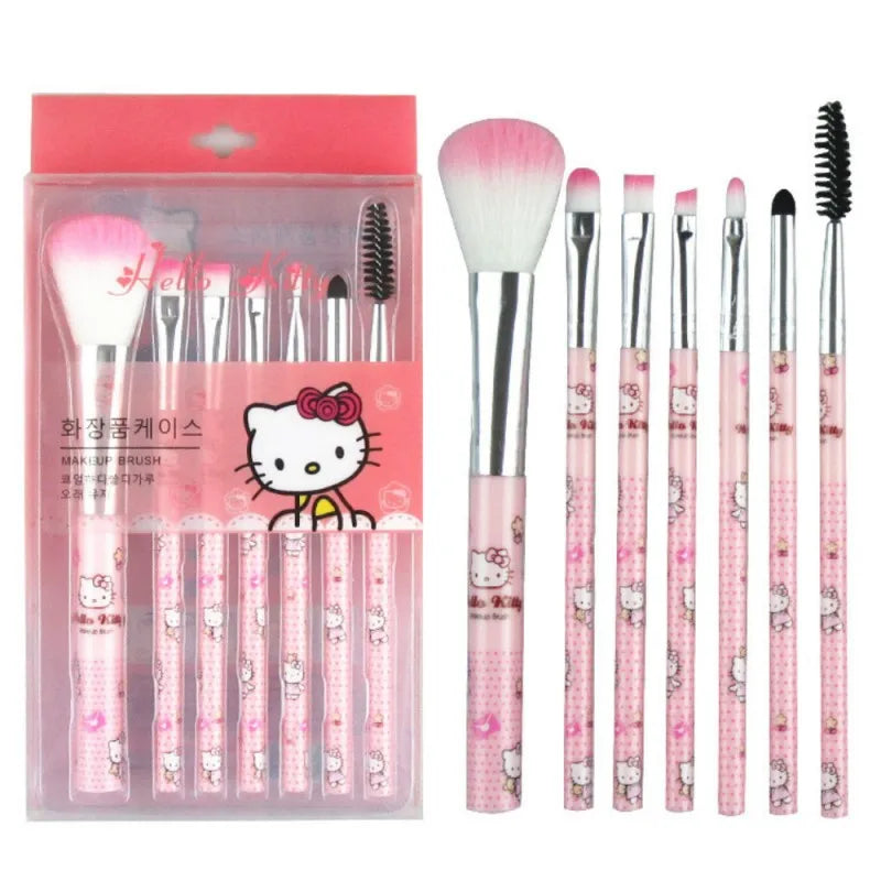 Sanrio Makeup Brush Set Anime Hello Kitty Y2K Women'S Cosmetic Makeup Tools Eyebrow Lip Eyeshadow Brush Foundation Brush Gifts