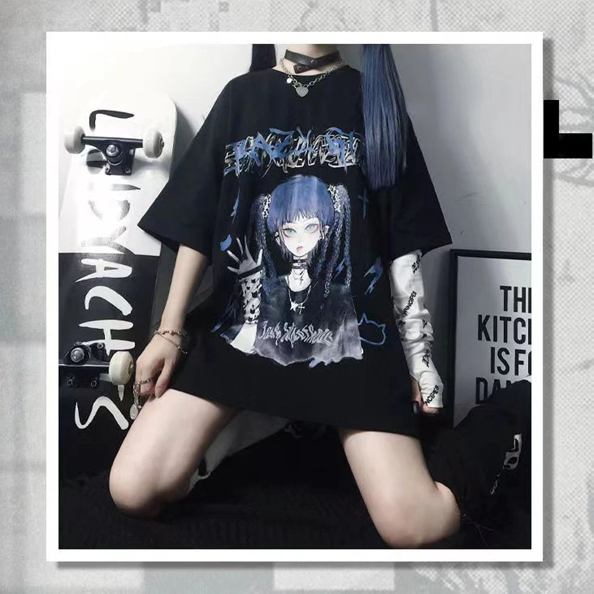 Dark Academia Gothic Tops Vintage Preppy Women Clothing T-Shirt Anime Streetwear Stitch Harajuku High Street Summer Graphic New