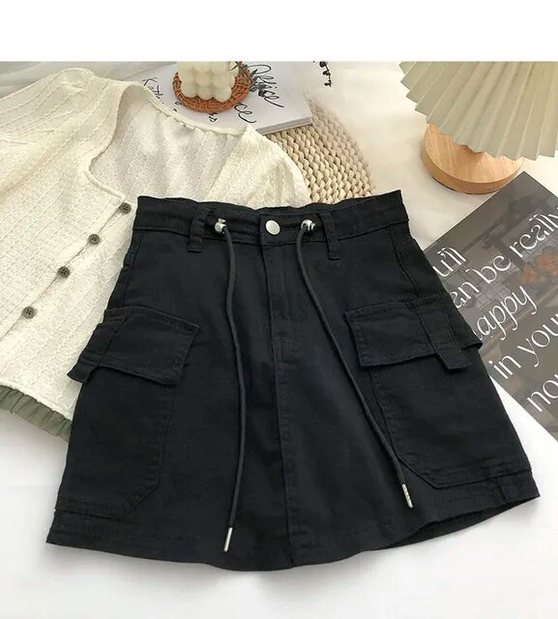 Vintage a Line Skirt 2023 Fashion Women Y2K Crop Patchwork High Waist Sexy Preppy Style Mini Skirt Streetwear