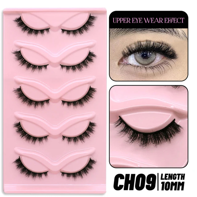 Cat Eye Lashes 5 Pairs Faux Mink Eyelashes Natural Look Fluffy Soft Cross Wispy Full Strip Lashes Eyelash Extension