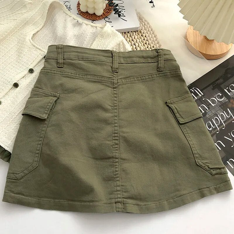 Vintage a Line Skirt 2023 Fashion Women Y2K Crop Patchwork High Waist Sexy Preppy Style Mini Skirt Streetwear