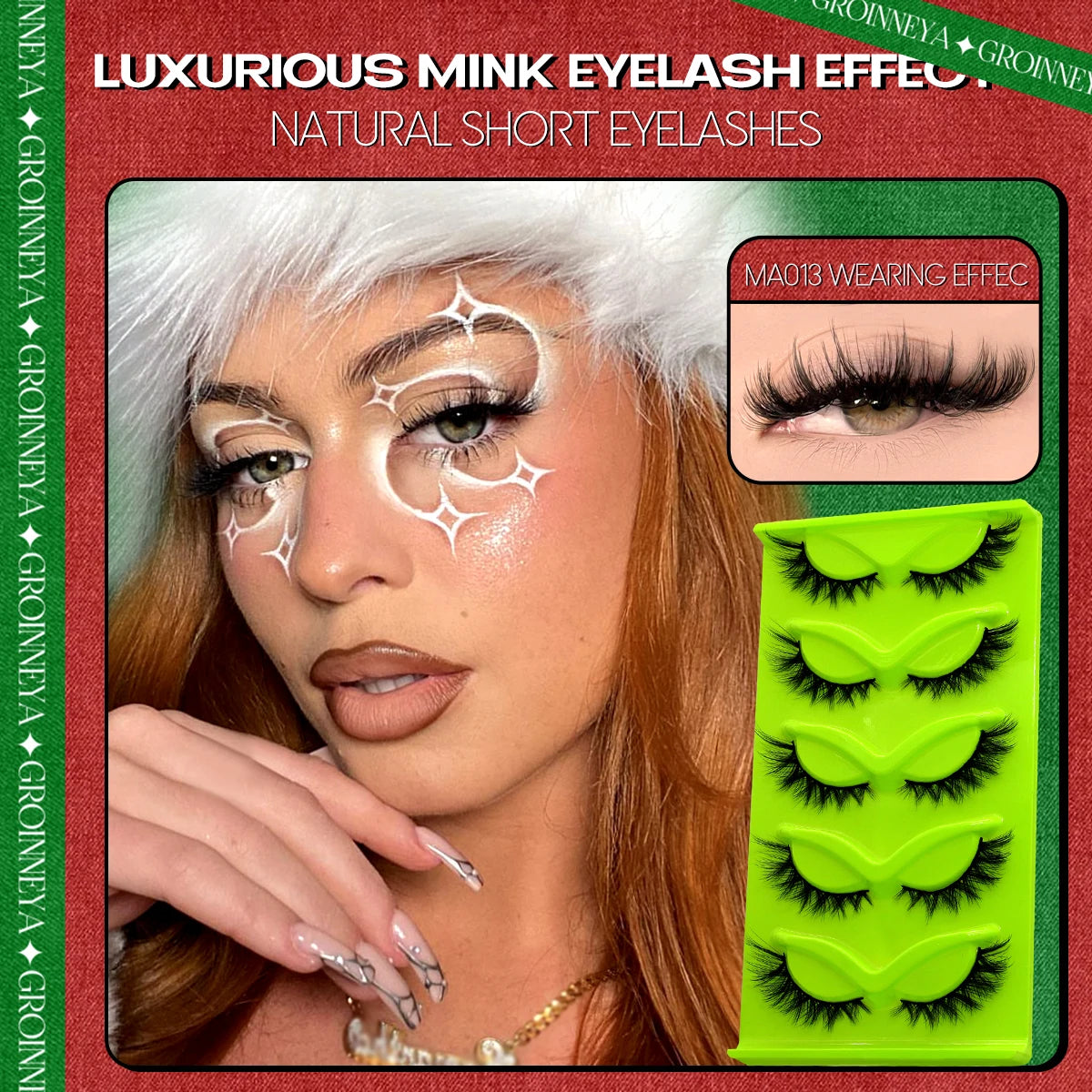 Cat Eye Lashes 5 Pairs Faux Mink Eyelashes Natural Look Fluffy Soft Cross Wispy Full Strip Lashes Eyelash Extension